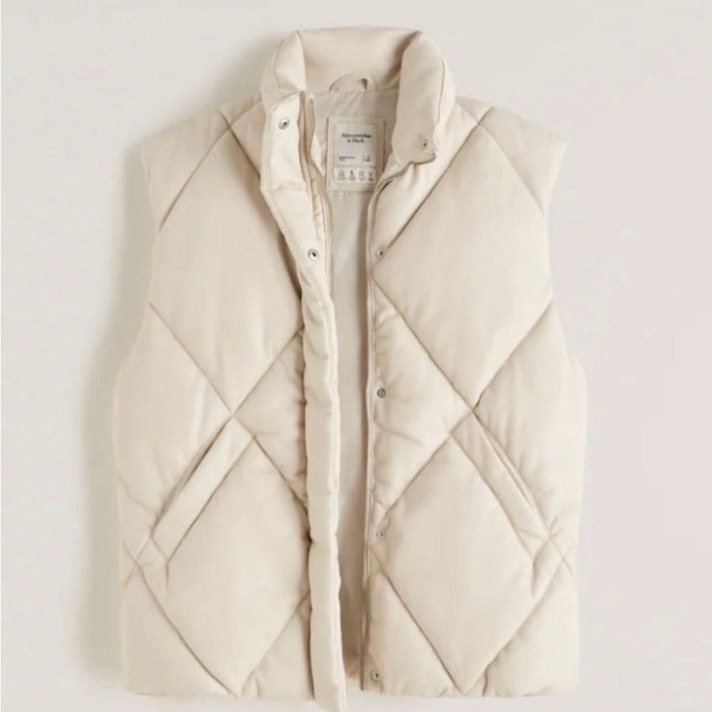 New! Abercrombie vegan leather quilted vest